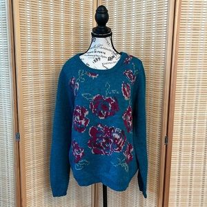 Garnet Hill Wool Alpaca Sweater Floral